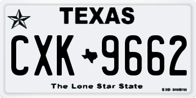 TX license plate CXK9662