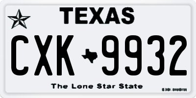 TX license plate CXK9932