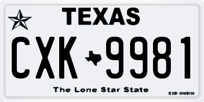 TX license plate CXK9981