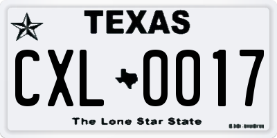 TX license plate CXL0017