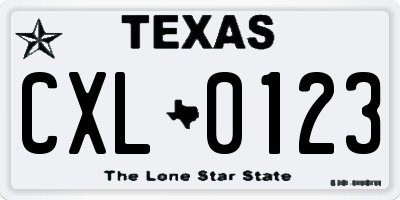 TX license plate CXL0123