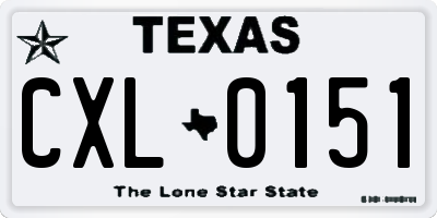 TX license plate CXL0151