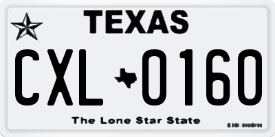 TX license plate CXL0160