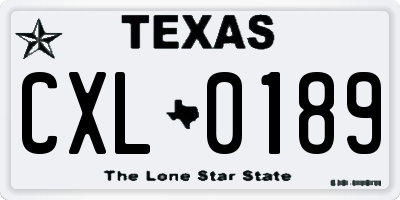 TX license plate CXL0189