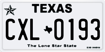 TX license plate CXL0193