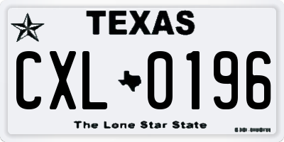 TX license plate CXL0196