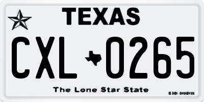 TX license plate CXL0265
