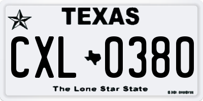 TX license plate CXL0380