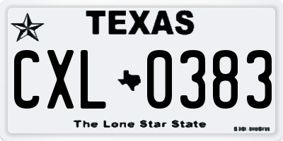TX license plate CXL0383