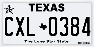 TX license plate CXL0384