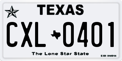TX license plate CXL0401