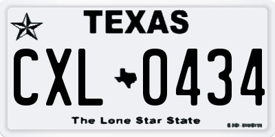 TX license plate CXL0434