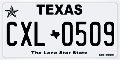 TX license plate CXL0509