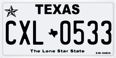 TX license plate CXL0533