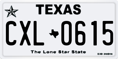 TX license plate CXL0615
