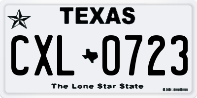 TX license plate CXL0723