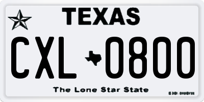 TX license plate CXL0800