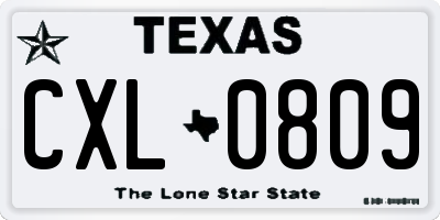 TX license plate CXL0809