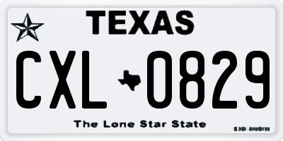 TX license plate CXL0829