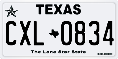 TX license plate CXL0834