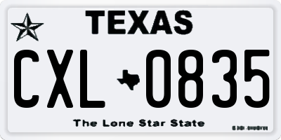 TX license plate CXL0835