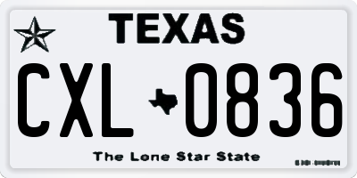 TX license plate CXL0836