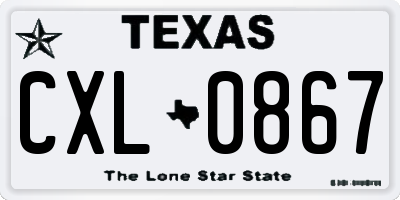 TX license plate CXL0867
