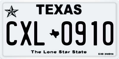 TX license plate CXL0910