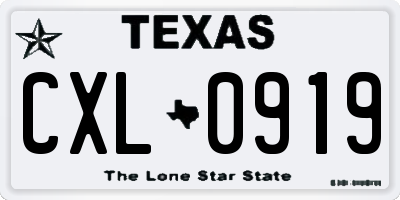 TX license plate CXL0919