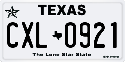 TX license plate CXL0921