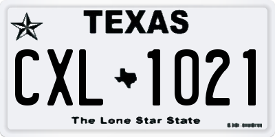 TX license plate CXL1021