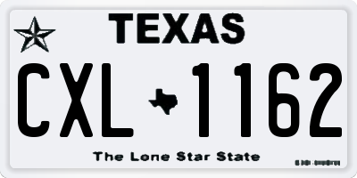 TX license plate CXL1162