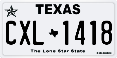 TX license plate CXL1418