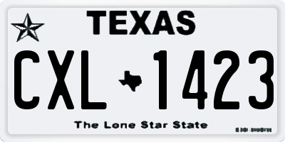 TX license plate CXL1423
