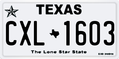 TX license plate CXL1603