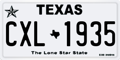 TX license plate CXL1935
