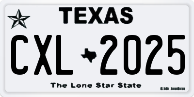 TX license plate CXL2025