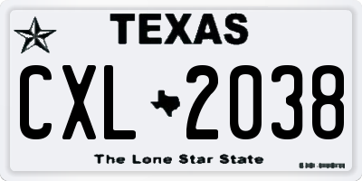 TX license plate CXL2038