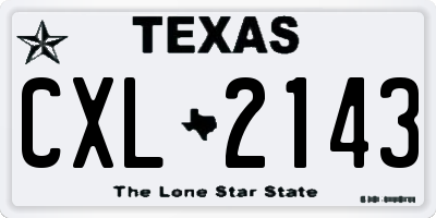 TX license plate CXL2143