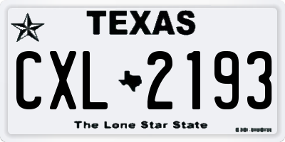 TX license plate CXL2193