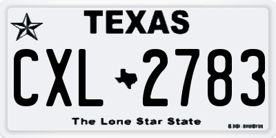 TX license plate CXL2783