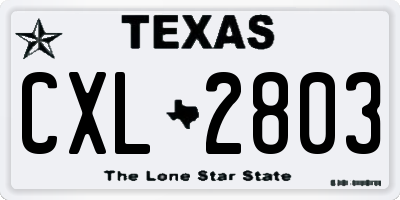 TX license plate CXL2803
