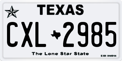 TX license plate CXL2985