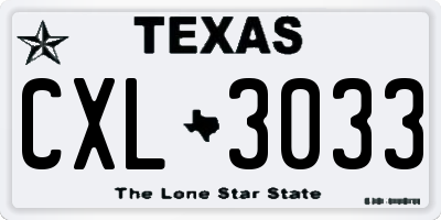 TX license plate CXL3033