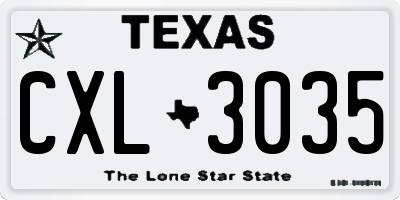 TX license plate CXL3035