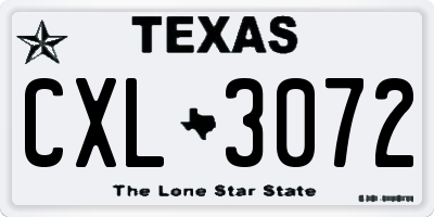 TX license plate CXL3072