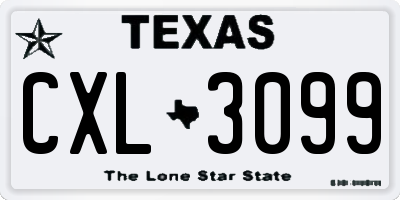 TX license plate CXL3099