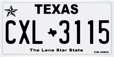 TX license plate CXL3115