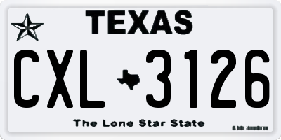 TX license plate CXL3126