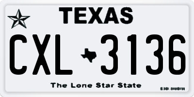 TX license plate CXL3136